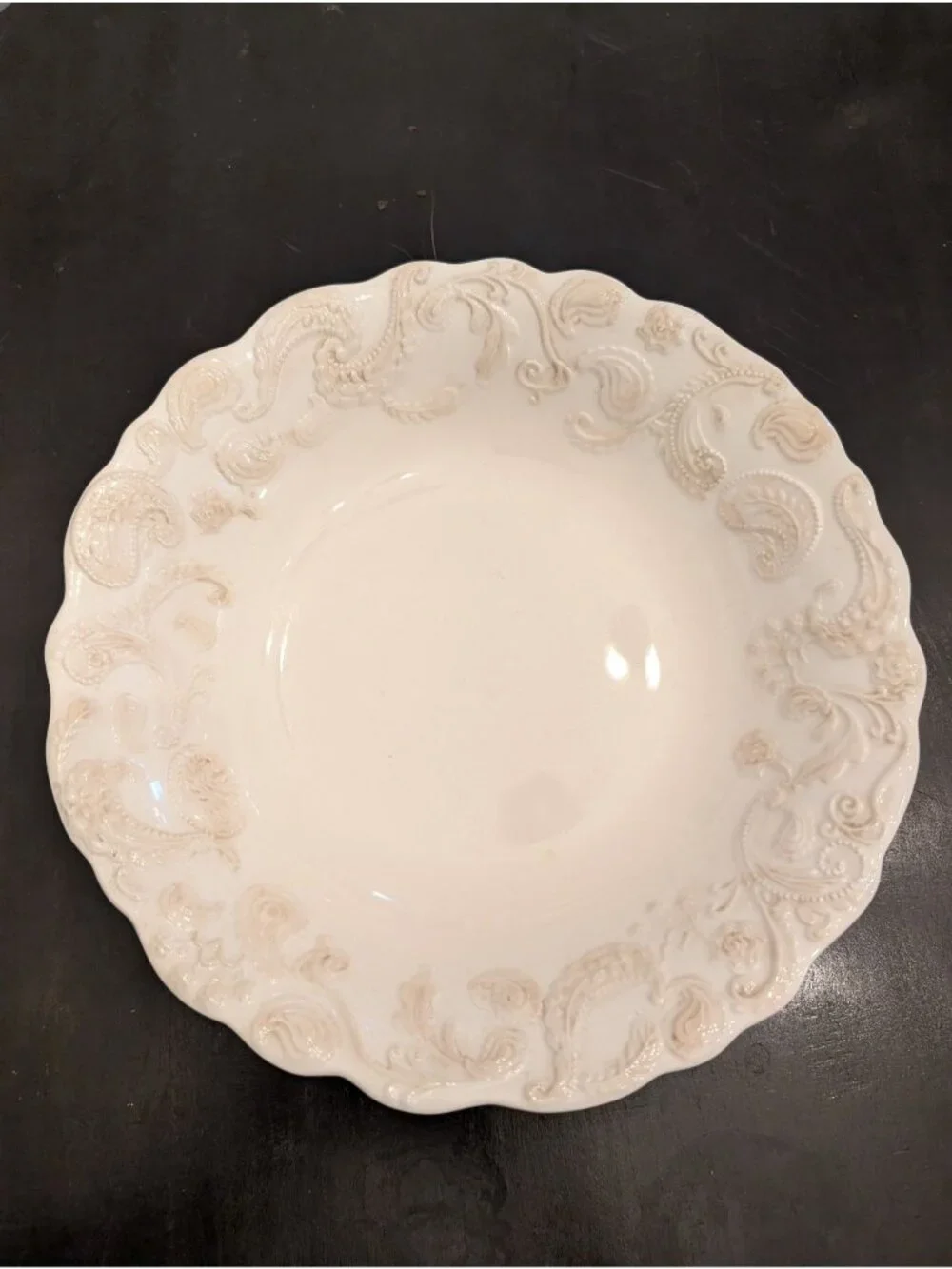 Roscher & Co Embossed Ceramic Bowl Fiscontinued Paisley Collection MCM Entertain